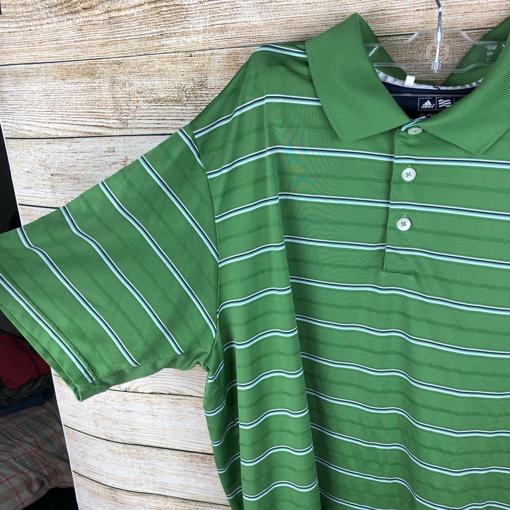 ADIDAS GOLF SHIRT Sz XL Climalite stripes green - Picture 7 of 8